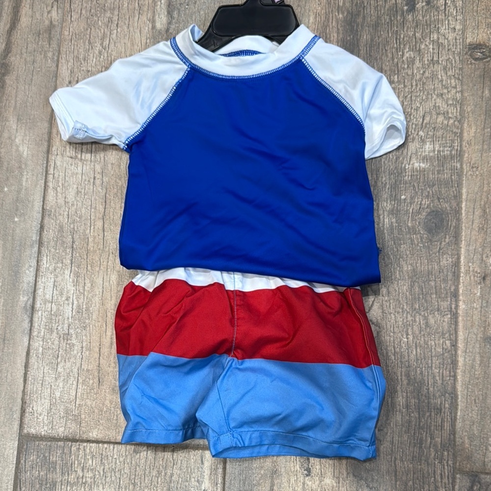 Baby Blue and Red Swim Set UPF 50+